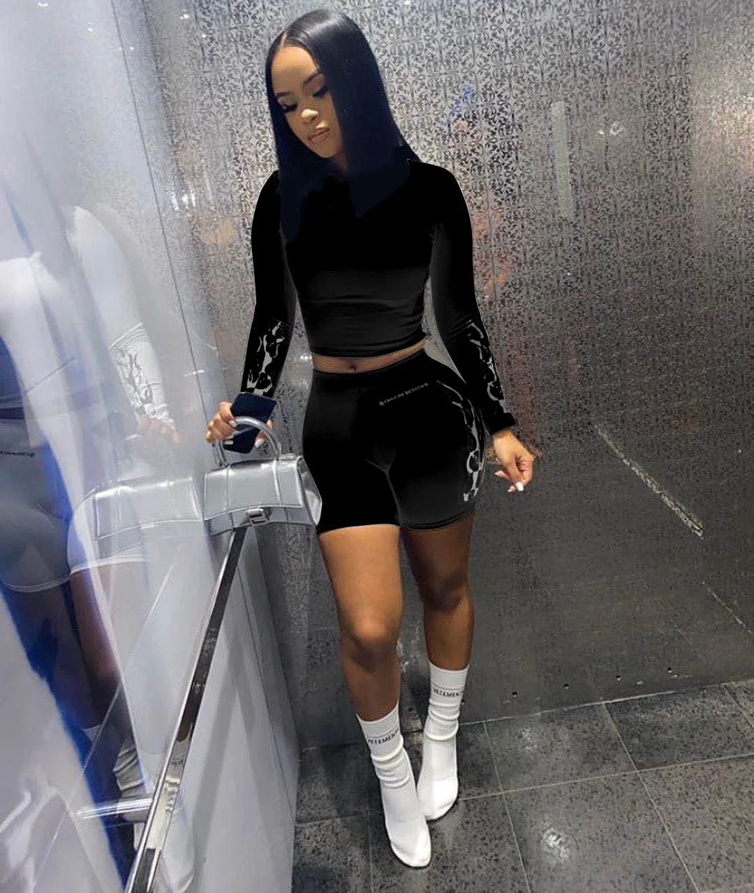 
2021 womens spring clothing crop top T shirt with shorts two piece outfits two piece short set 