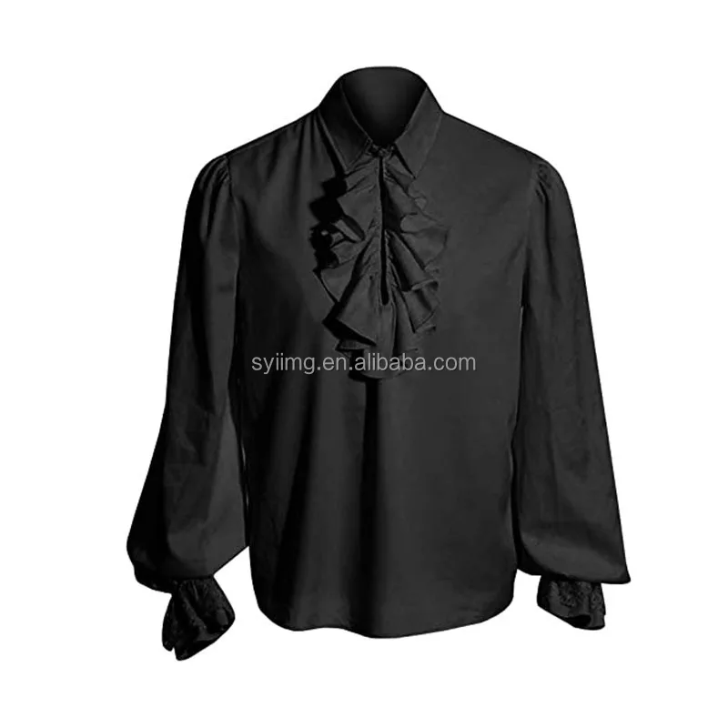 Pirate Costume Retro Style Medieval Vintage Pirate Men T Shirt Long Sleeved T Shirt Halloween Cosplay Pirate Dress Up Costume