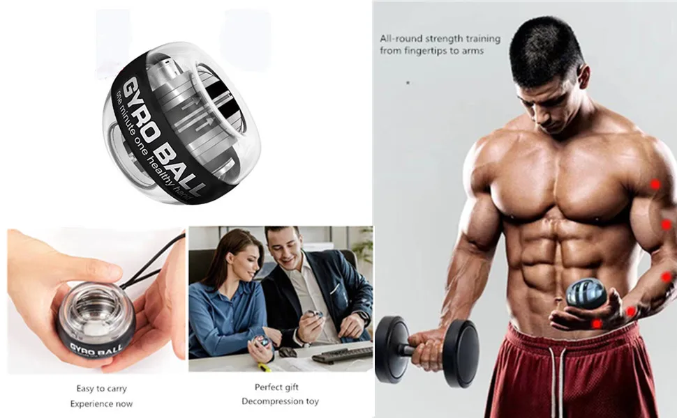 LED Lights Wrist Trainer Gyro Ball Auto-Start Power Wrist Exerciser Equipment with Counter Arm Hand Muscle Trainer Equipment
