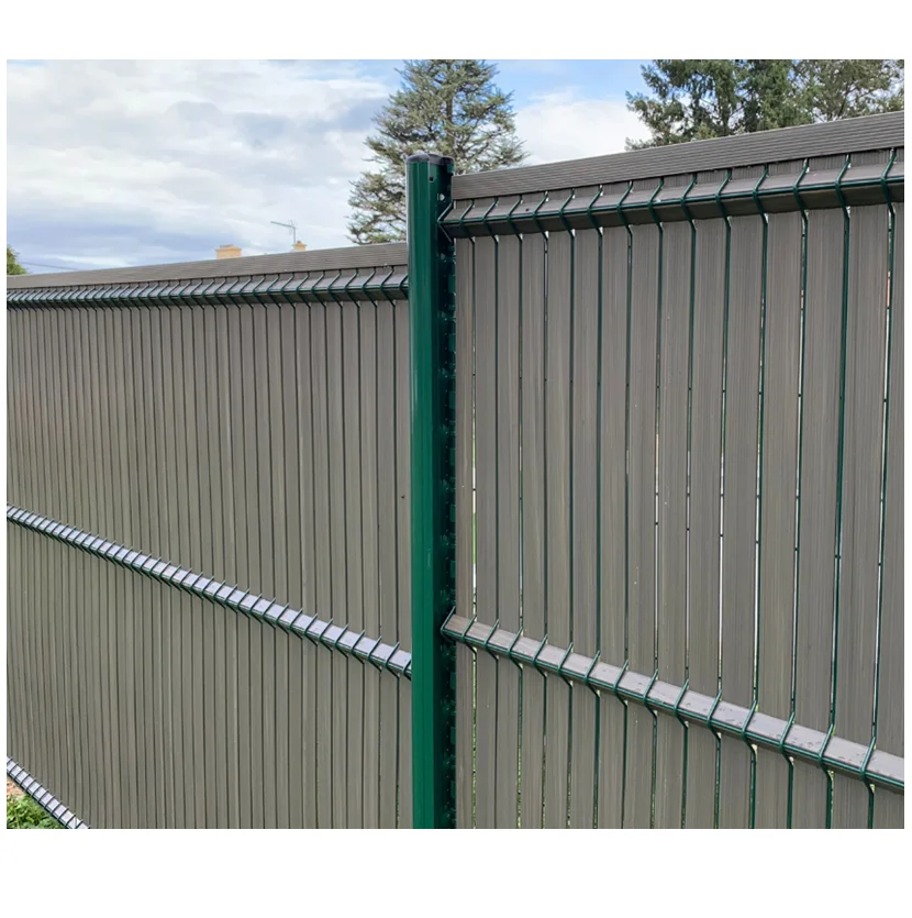 Garden Fence Panels Occultation Kit PVC Rigid Privacy Slats Metal Frame Vertical Strip 3D for 2.5m Low-carbon Steel Wire