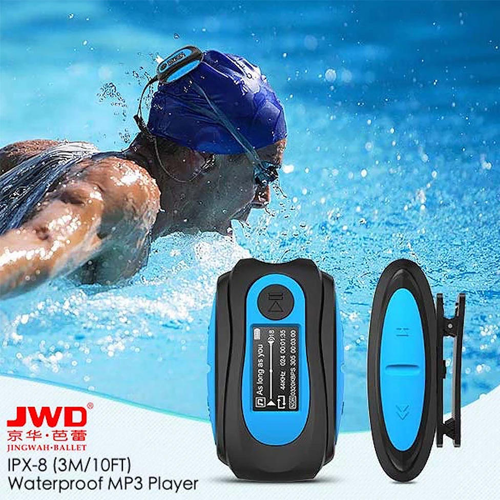 FM Radio IPX8 8GB Swimming Waterproof MP3 Music Player with rotatable sport Clip