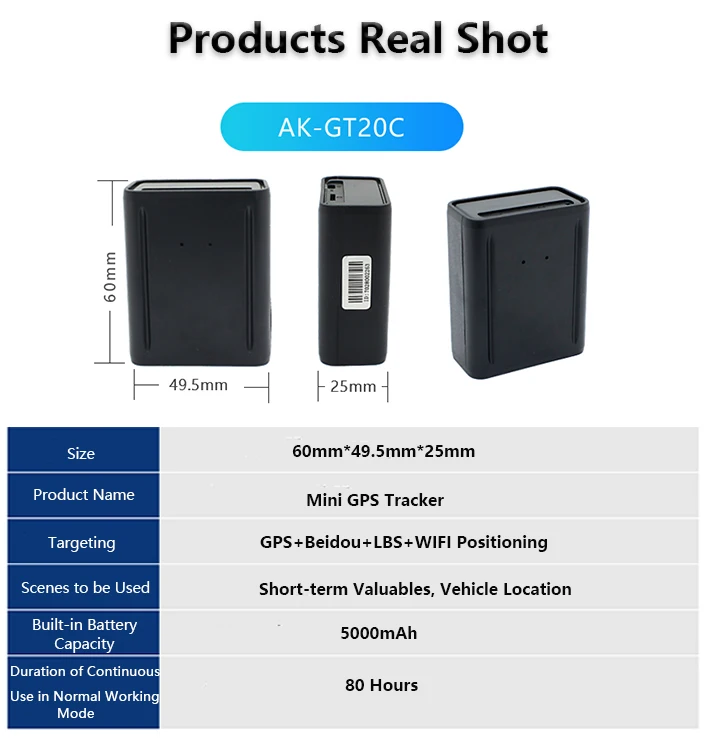 China Factory  Magnetic 5000mAh Rechargeable Personal Car Tracking Wireless GPS Tracking Device GPS Mini Tracker