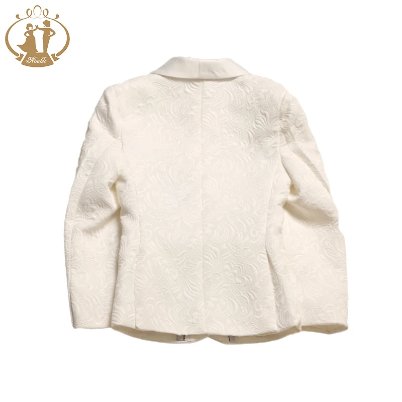 NIMBLE Jacquard Fabric 3 Pieces Ivory Boys Formal Wedding Tuxedo Dress Suits Blazers Gentleman Jack Clothing Kids Clothes Sets