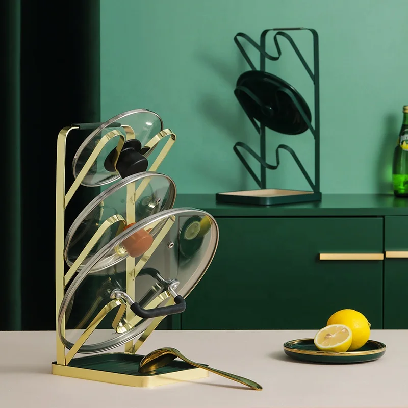 Kitchenware Storage Rack Wrought Iron Kitchen Spatula Rack Multi-function Pot Cover Rack