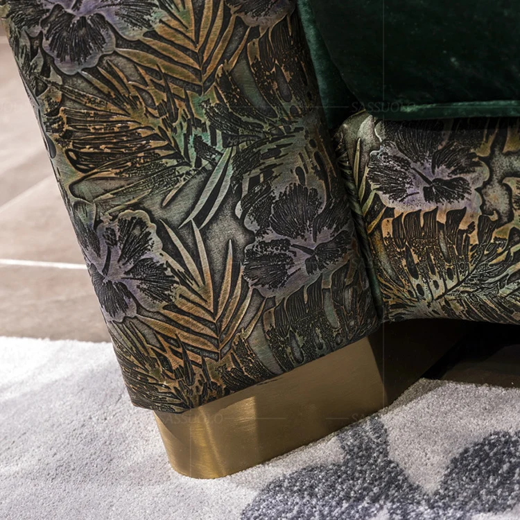 
Sassuolo Jungle series sectional sofa green painted genuine leather sofa luxury high quality couch living room sofa sets 