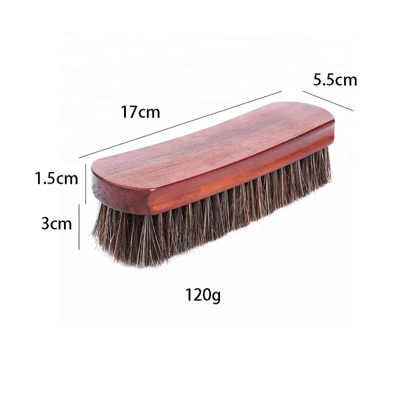 Amazon hot sale fashion horsehair shoe brush 17cm wood brush for shoe cleaning