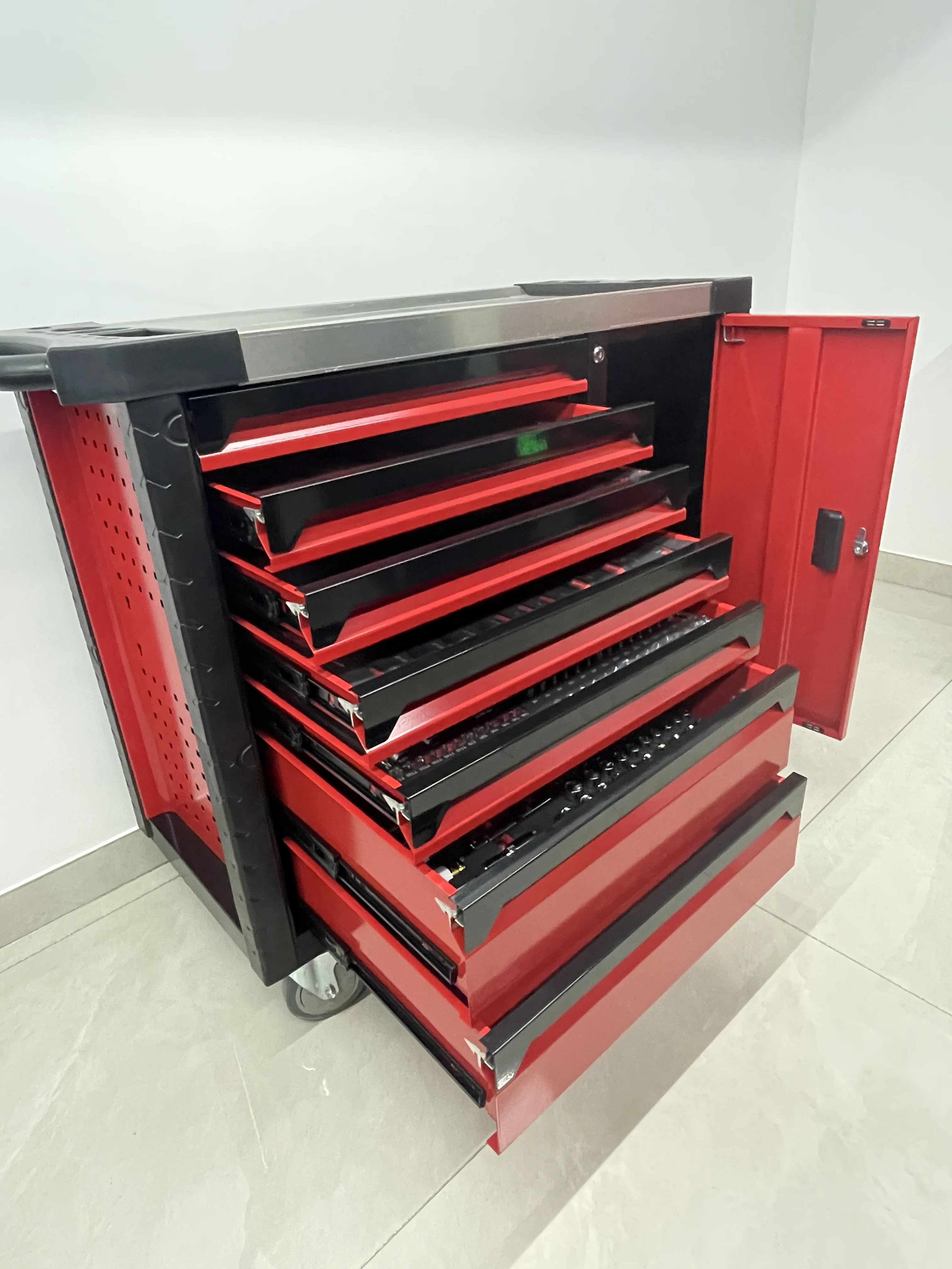 2024 Best Sell 7 drawers tool trolley with side door classic design drawer tool cabinet professional workshop