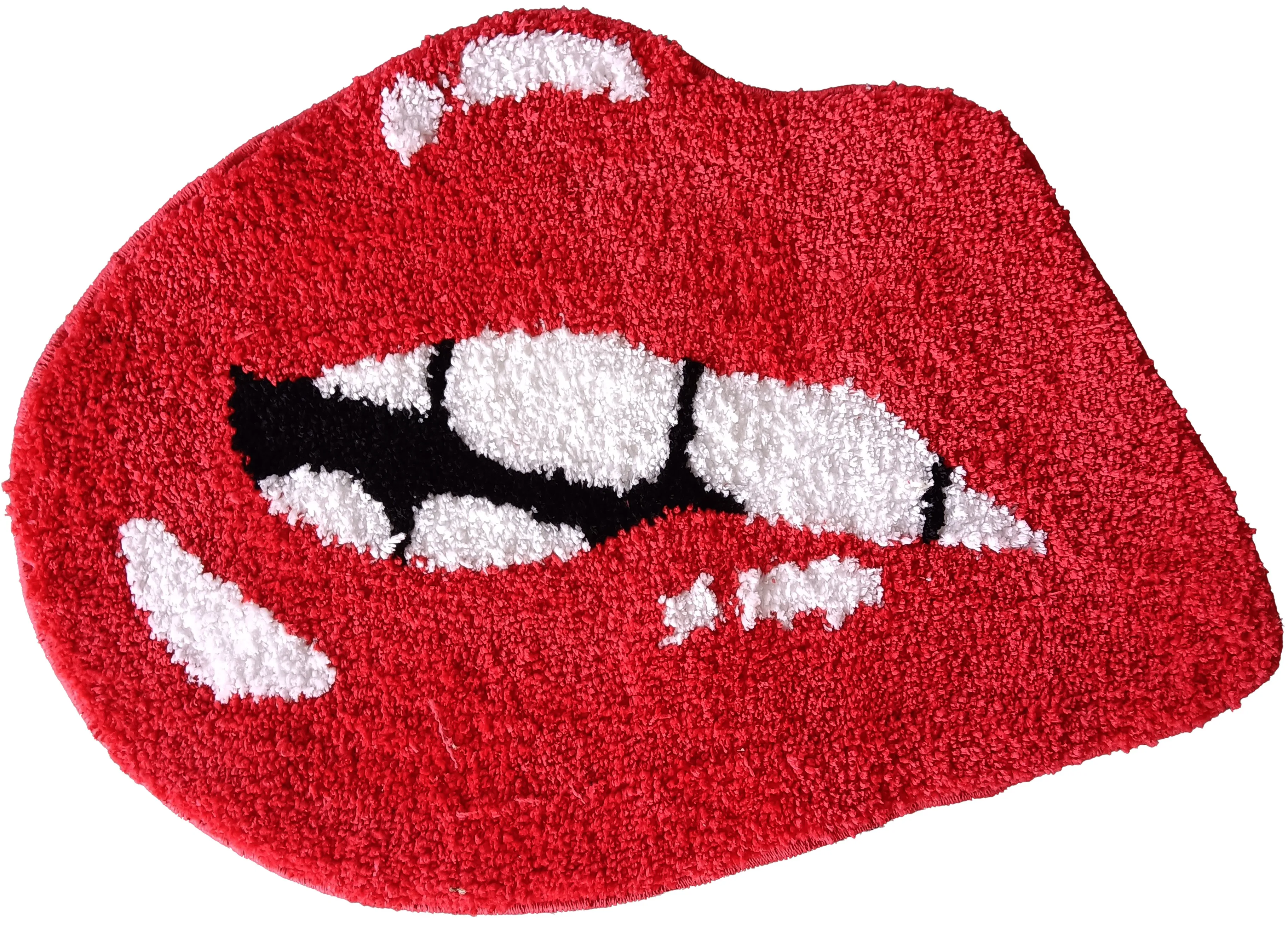 Black and white irregular spider web  polyester tufted fruit shape carpet flocking soft plush tufted hotel bath rug