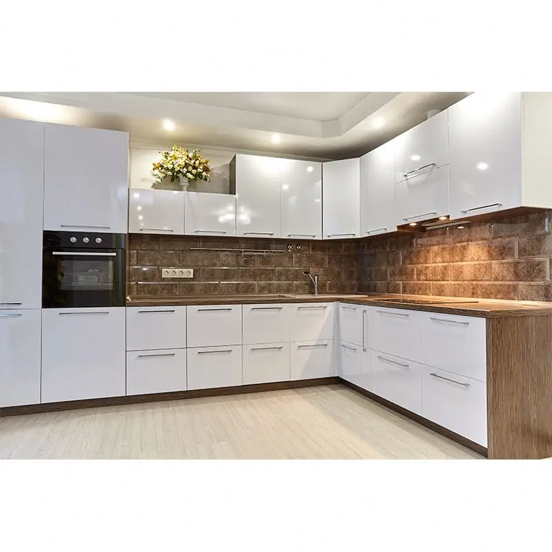 Black Cabinet Handles Waterproof Design Mfc Bulit-in Kitchen Complete Kitchens