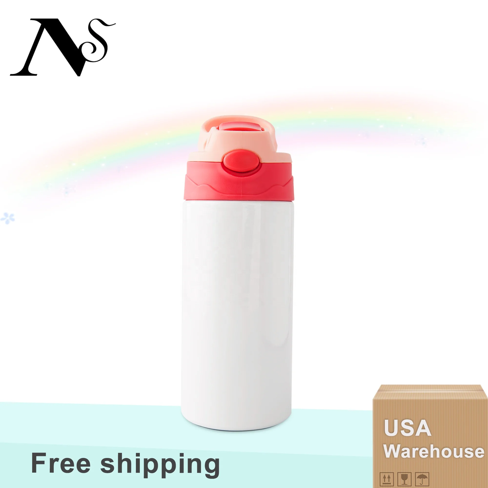 USA In Stock Leak Proof Mixed Color Sippy Cup Black And Red Blanks 12oz Kids Sublimation Tumbler With Flip Top