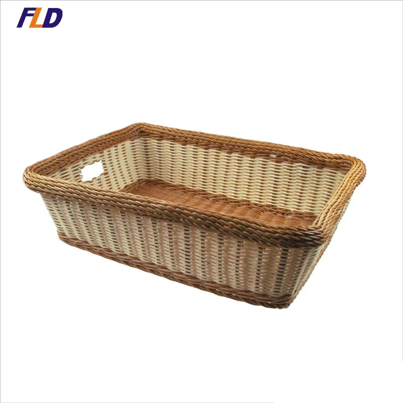 Customized Food Woven Plastic Rattan Wicker Storage Bread Fruit Vegetable Display Basket