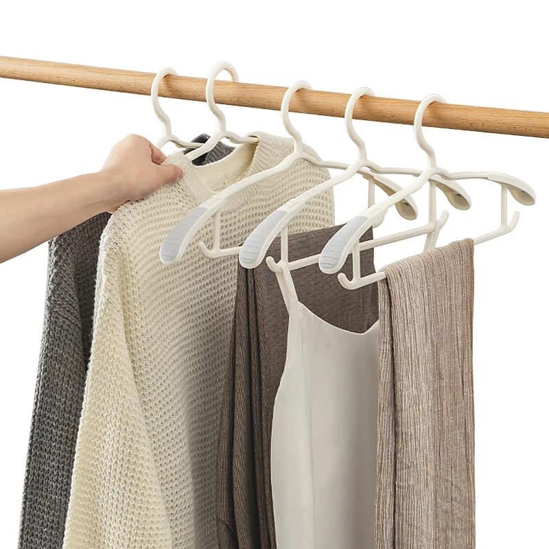Retractable silicone non-slip hanger non-marking household clothes hanger with thick and wide shoulders