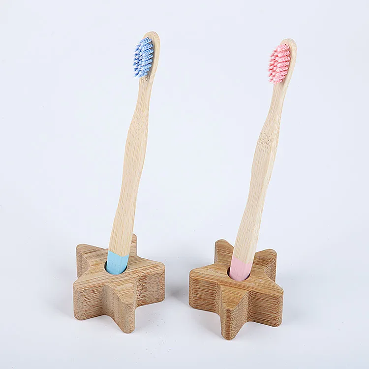 Natural standing bamboo toothbrush star shape toothbrush stand