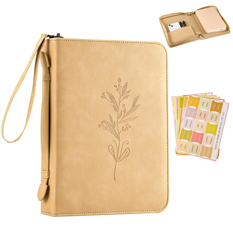 Durable Carrying Book Case Church Bag Water Resistant Bible Cover for Women Leather Brown Fashion Bible Book Cover