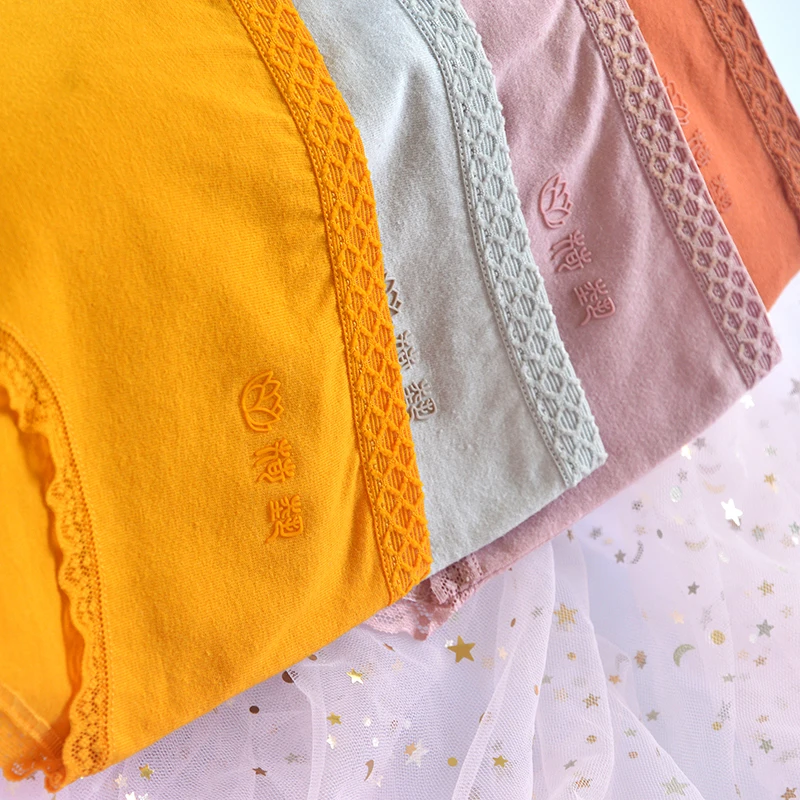 1021#Wholesale fashion Women Mid Waist stitch panty Knitting Briefs Soft Breathable Underwear lace cotton Panties