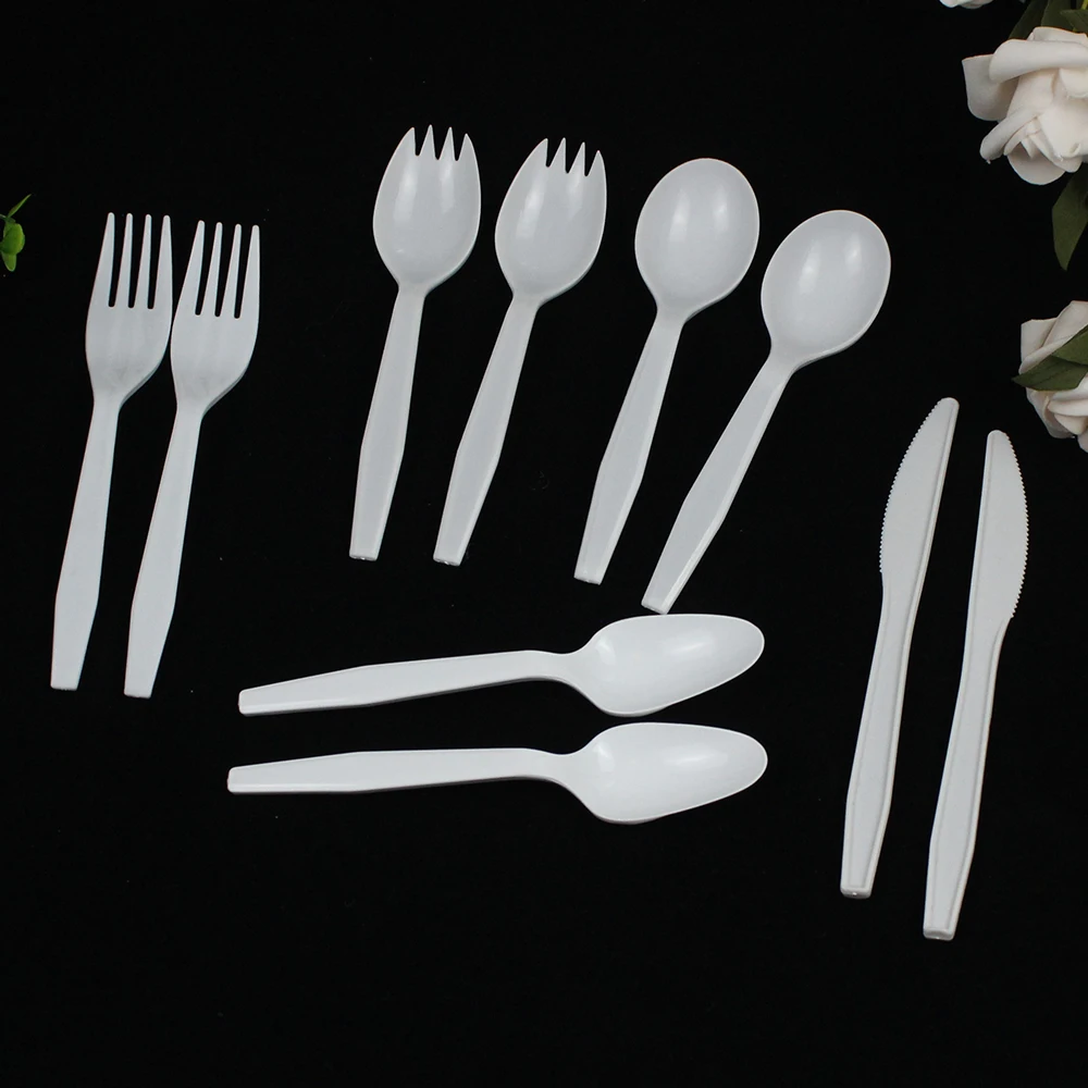 Disposable plastic cutlery 140mm PS plastic spoon white spoon for restaurants
