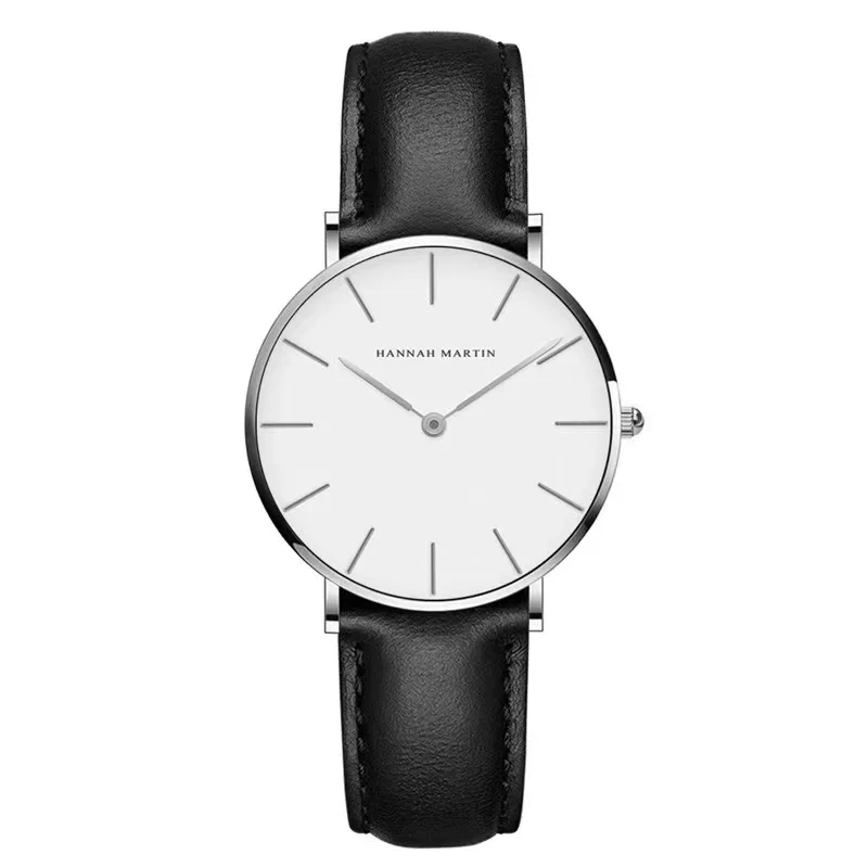 Customized Logo Watch Leather Round Dial Waterproof Watch Minimalist Watch