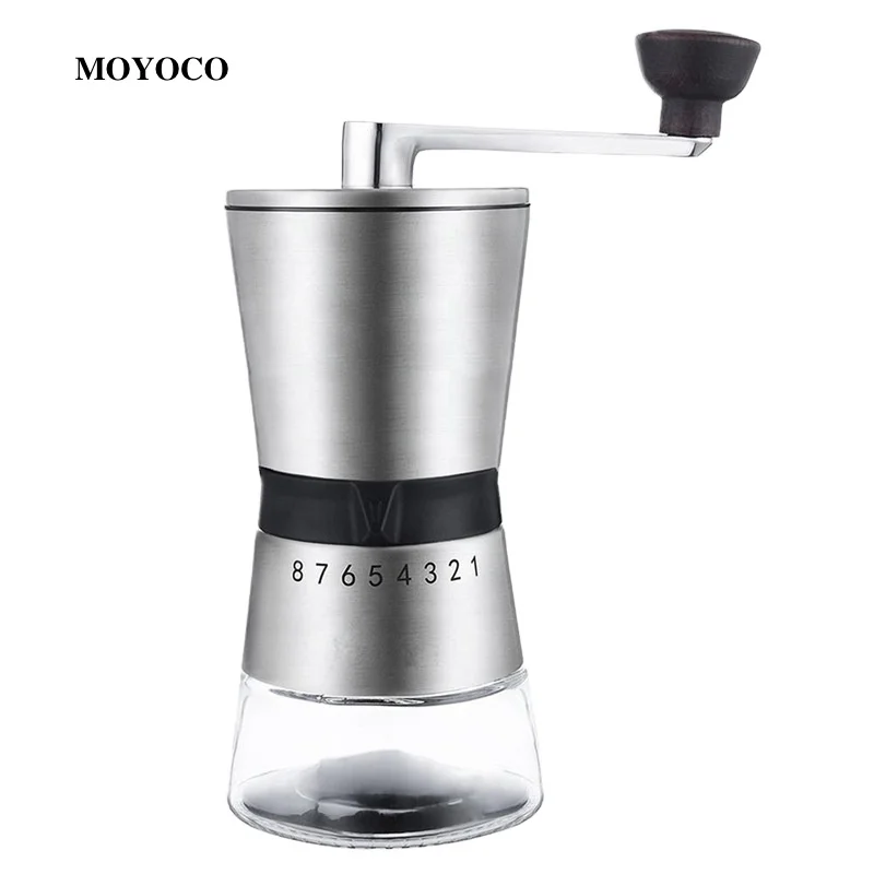 2021 Moyoco Amazon Hot Sale 304 Stainless Steel Asjutable Core Hand Coffee Manual Turkish Espresso Coffee Grinders For Sale