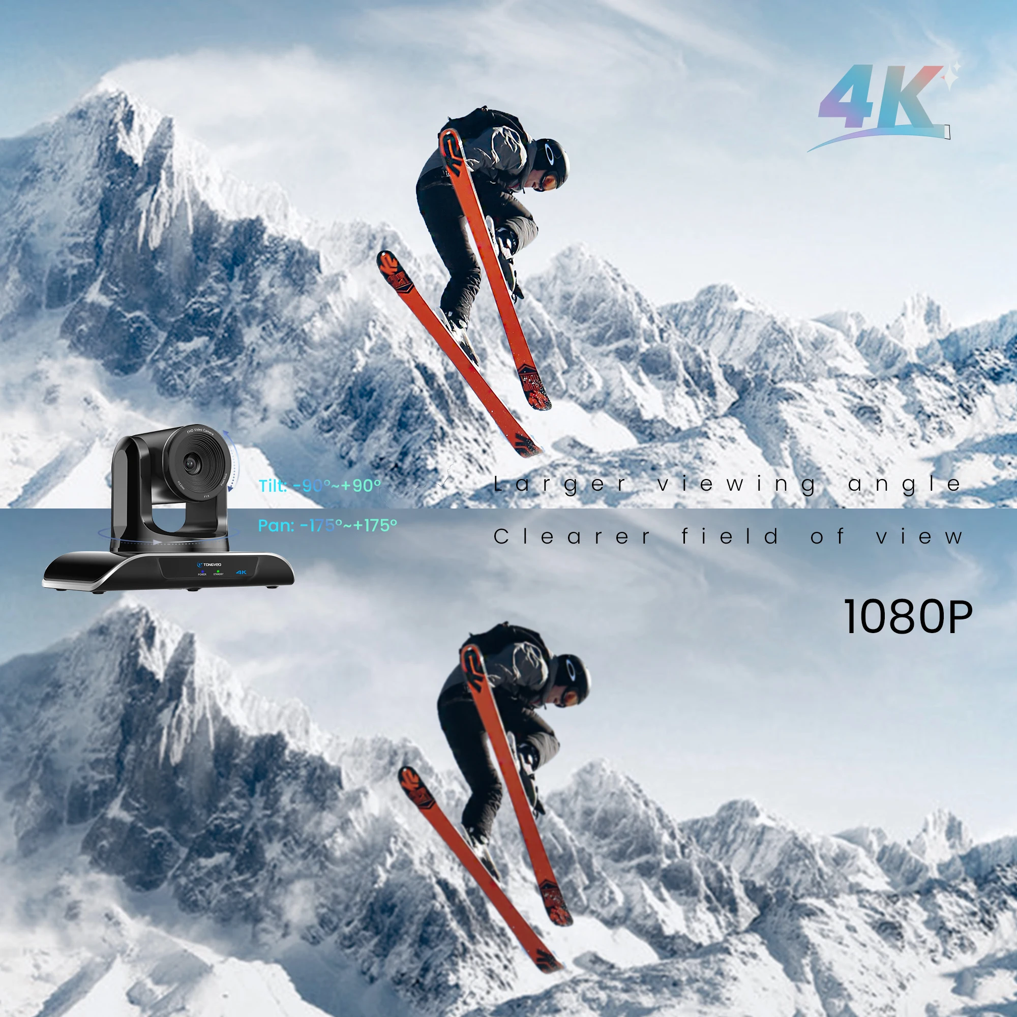 Hot Sale Tongveo 4K PTZ Camera USB Auto-Tracking Camera with 5X Digital Zoom for Video Conference