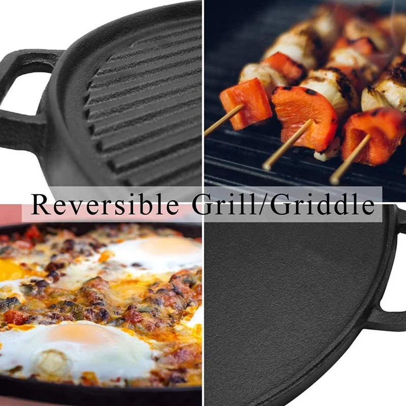 high quality cast iron vegetable oil fry pan grill pan pizza pan with two handles best price