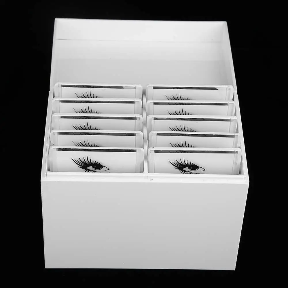 10 Layers Acrylic Eyelash Storage Box, Makeup Organizer False Eyelashes Glue Pallet Holder Display Grafting Eyelashes
