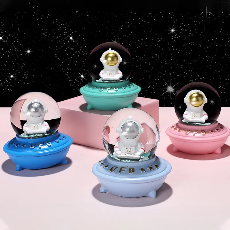 5*7cm Creative Totoro Snow Globe Lighting Crystal Ball Music Box Children Gift Resin UFO Music Box