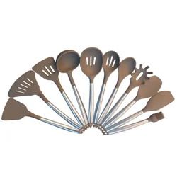 11 pcs High Quality Non Stick silicone Kitchen Cooking Household Utensils Shovel Spoon Set with Stainless Steel Handle