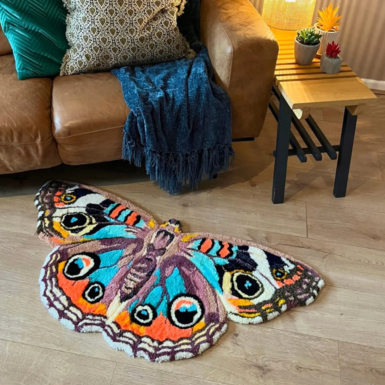 Pattern Tufted Area Rug Fluffy Floor Living Room Carpets Rugs Custom Colorful Butterfly Polyester Modern Rectangle Washable