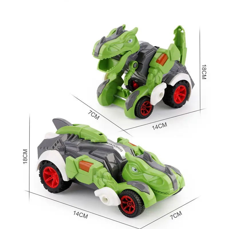 Racing Dinosaur Transform Car Toy Assembly Model Vehicles friction Car Triceratops Gift for Kids