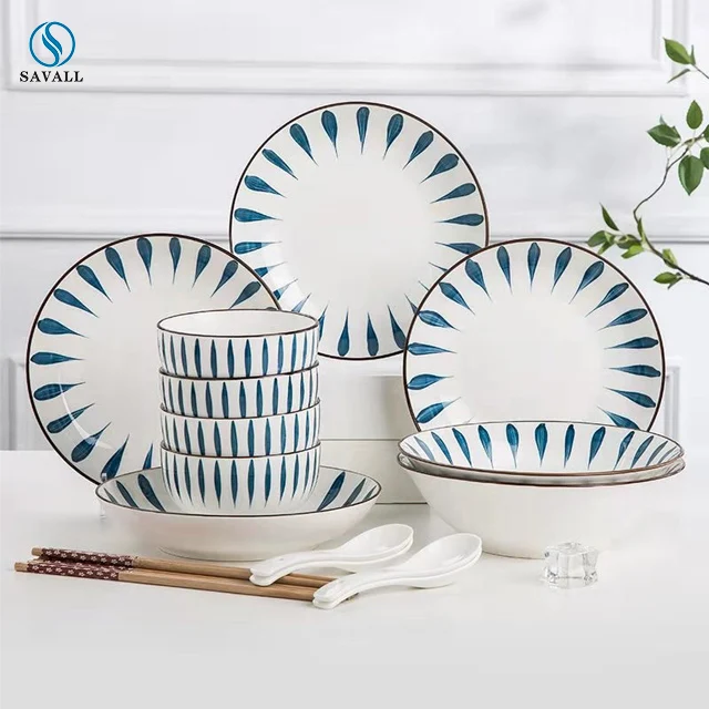 Savall Horeca Underglaze Colour Porcelain Set Tableware Porcelain Dinner Set ODM New Bone China Hotel Restaurant 9pc 10pc 12pc