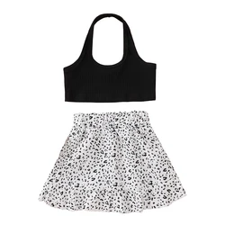 Summer New Leopard Print Skirt Set Of Clothes For Girls With Headband