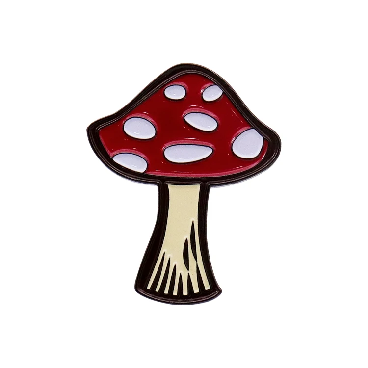Manufacturer Design Custom Metal Badge Pin Die Casting Soft Enamel Mushrooms Logo Cute Badge Pin