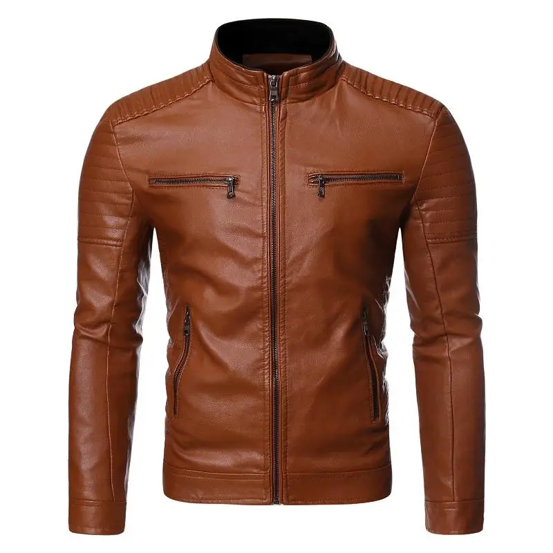 Wholesale Plus Size Men Leather jacket Faux Pu coat for 2022 Spring