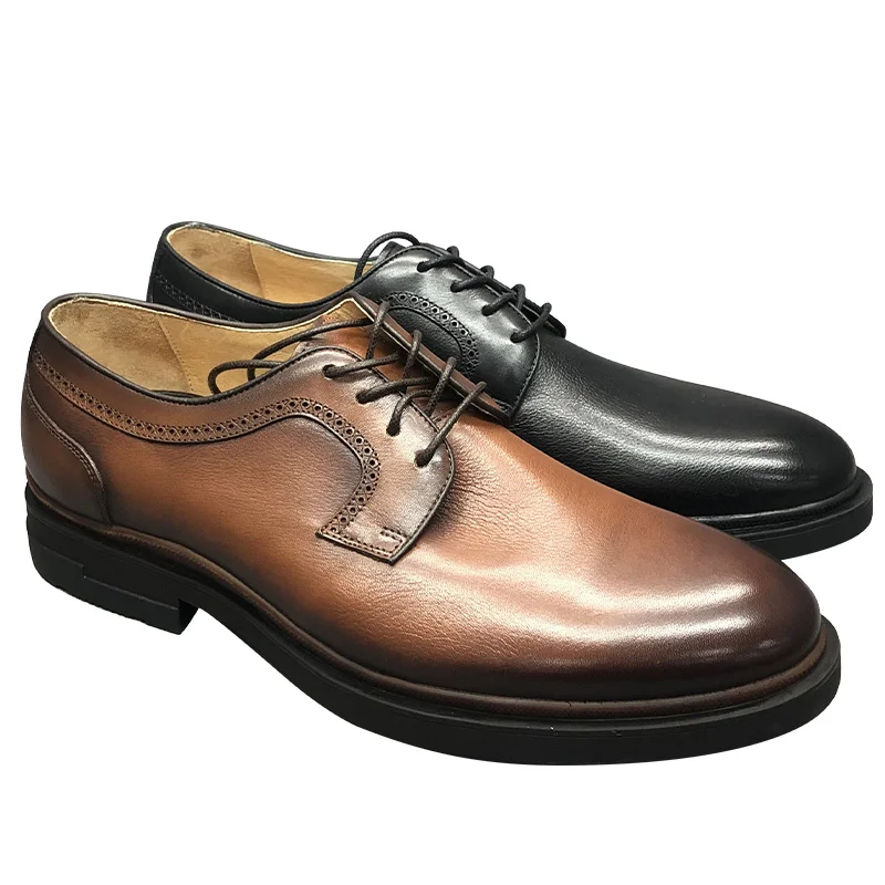 Wholesale custom soft comfort rubber sole special leather men drees shoes