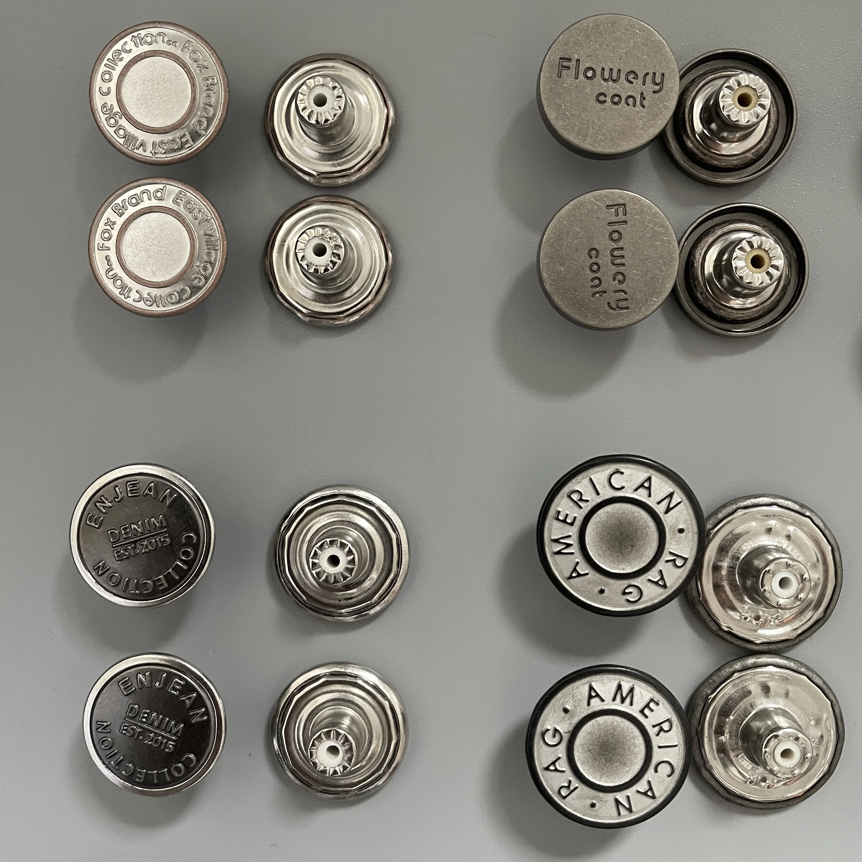 High Quality Custom Logo Embossed Metal Jeans Button For Clothes