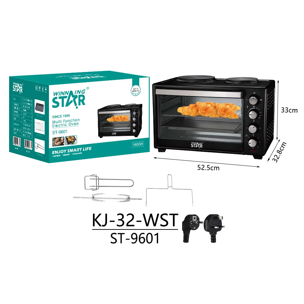 40L Multifunctional Electric Oven Equipped With 2 Electric Stoves for Baking, Baking, Egg Tarts, Pizza, Household Use