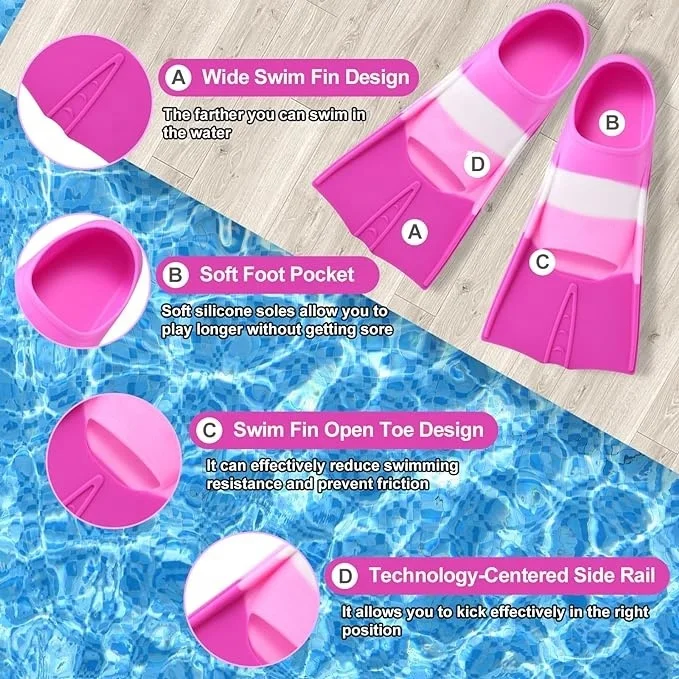 Factory price Snorkel Fins many Size for Snorkeling Diving Adult Men Womens Kids Open Heel Swimming Training Flippers