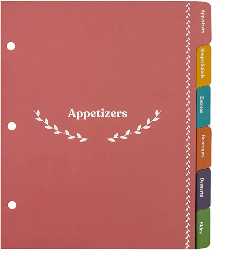 Recipe Divider Paper Ring Binder Recipes Wholesale Binder