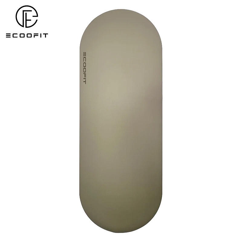 Milk Tea Beige Turquoise Anti Slip Super Grip Polyurethane Rubber Yoga Mat With Logo,Arch Oval Shaped Rounded Vegan PU Yoga Matt