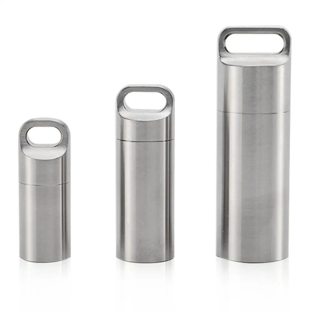 Stainless Steel Medicine Tablet Storage Box Pill Case Waterproof Bottle Perfume Holder Ash Vial Pendant Charm DIY Supplies