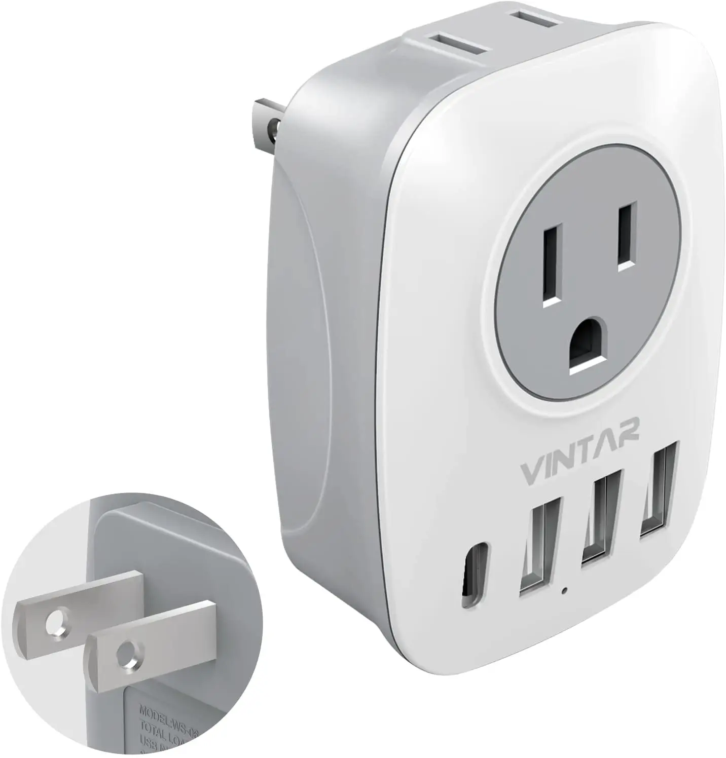 VINTAR Outlet Adapter US to Japan Plug Adapter Japan Power Adapter with 3 USB and 1USB-C Ports