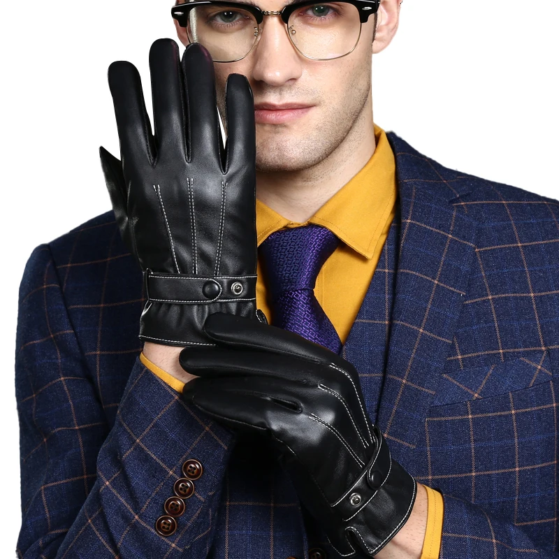 Customized YD5514 Other Sports Men leather gloves winter Warm Lining  sheepskin Lamb Leather Bike Car Driving fashion Gloves