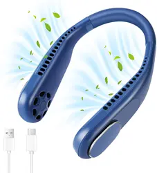 2023 hot sale 4000mA mini portable summer cooling hanging neck fan air conditioner wireless bladeless neck fan rechargeable