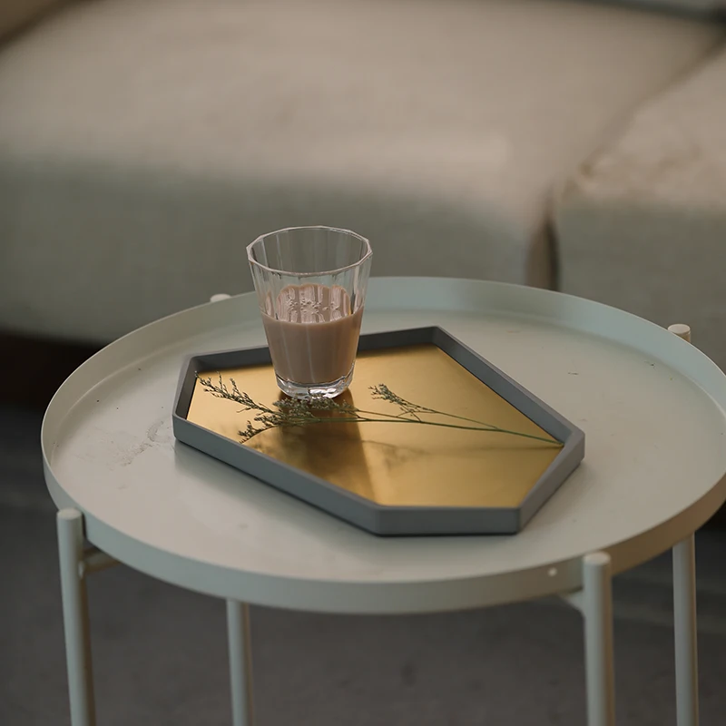 Modern minimalist style wholesale multi-color customize Stainless Steel Plate Dry Food Plates Concrete Tray Decor Storage