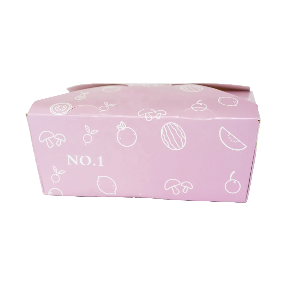 Disposable Pink Printed Cute Food Packaging Takeaway Paper Lunch Food Box Fast/Togo Food Container Foldable Cardboard Lunch Box