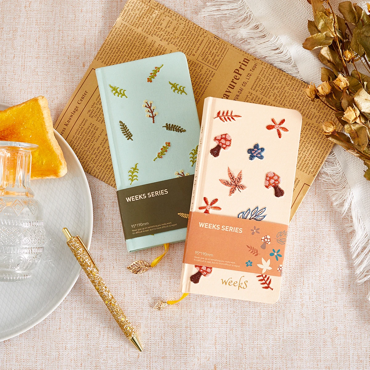 Custom Logo Hardcover Lined Ruled Paper Embroidery Journal Fabric Linen Notebook