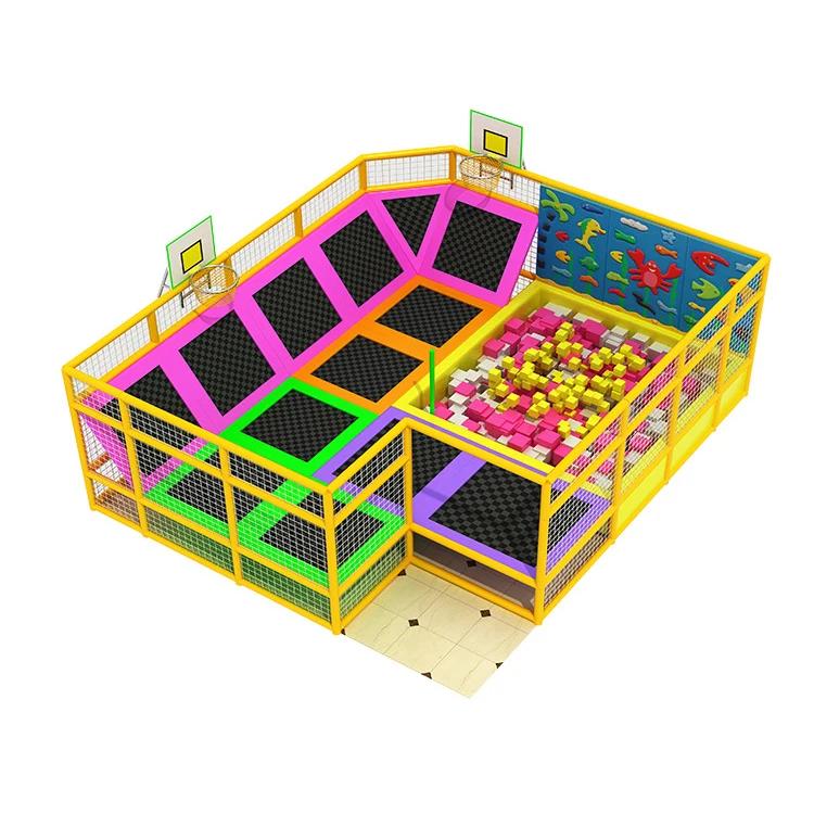 Soft indoor playground kids large play jumping area trampoline park for children