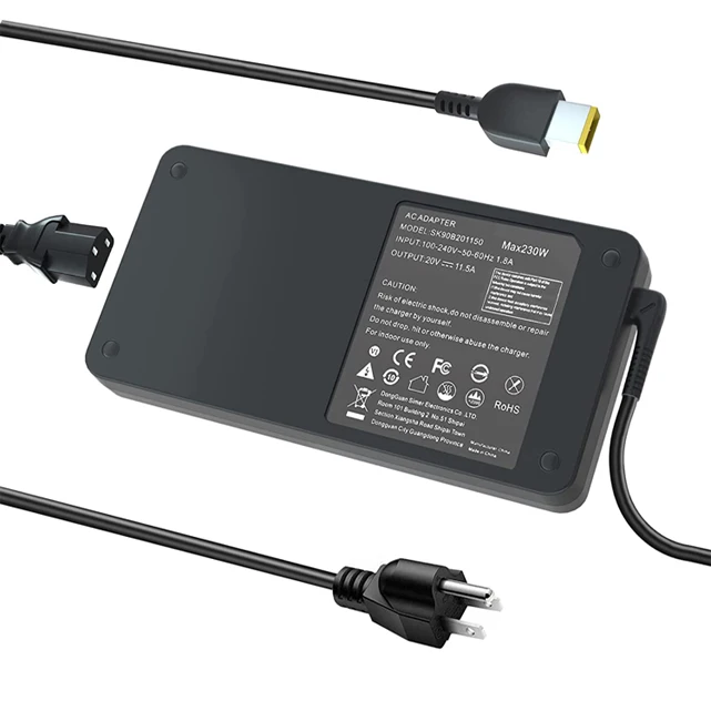 12 months warranty AC DC adapter 20V 11.5A 230W Laptop AC charger with yellow USB tip for ThinkPad p1 p70 p17 and more