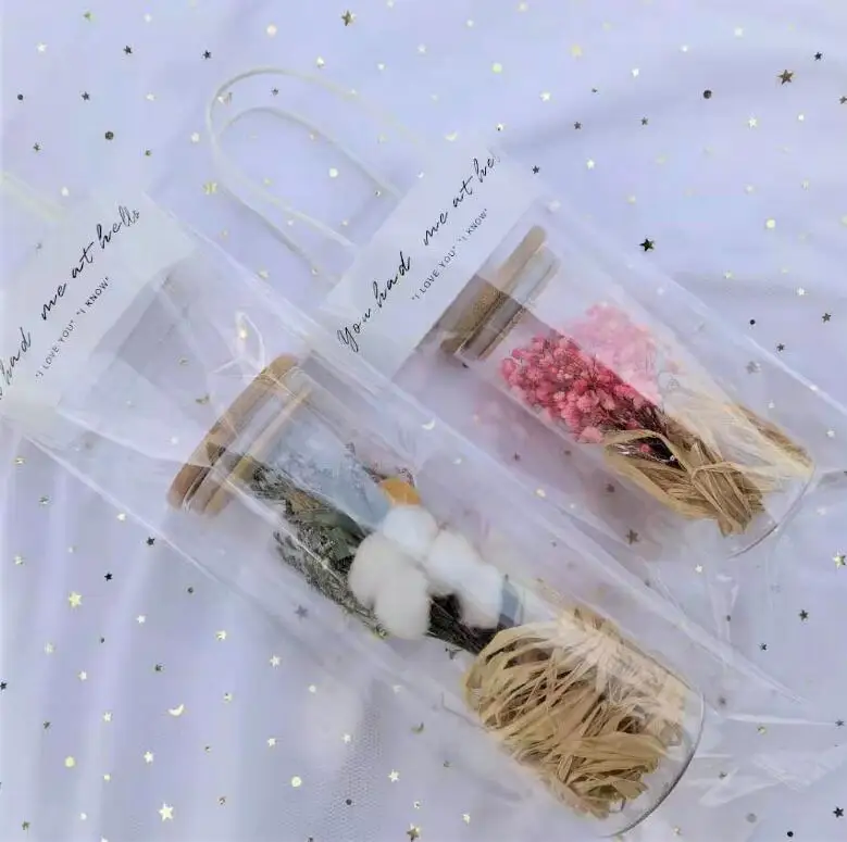 new design handmade decorative preserved dried flowers in glass bottles