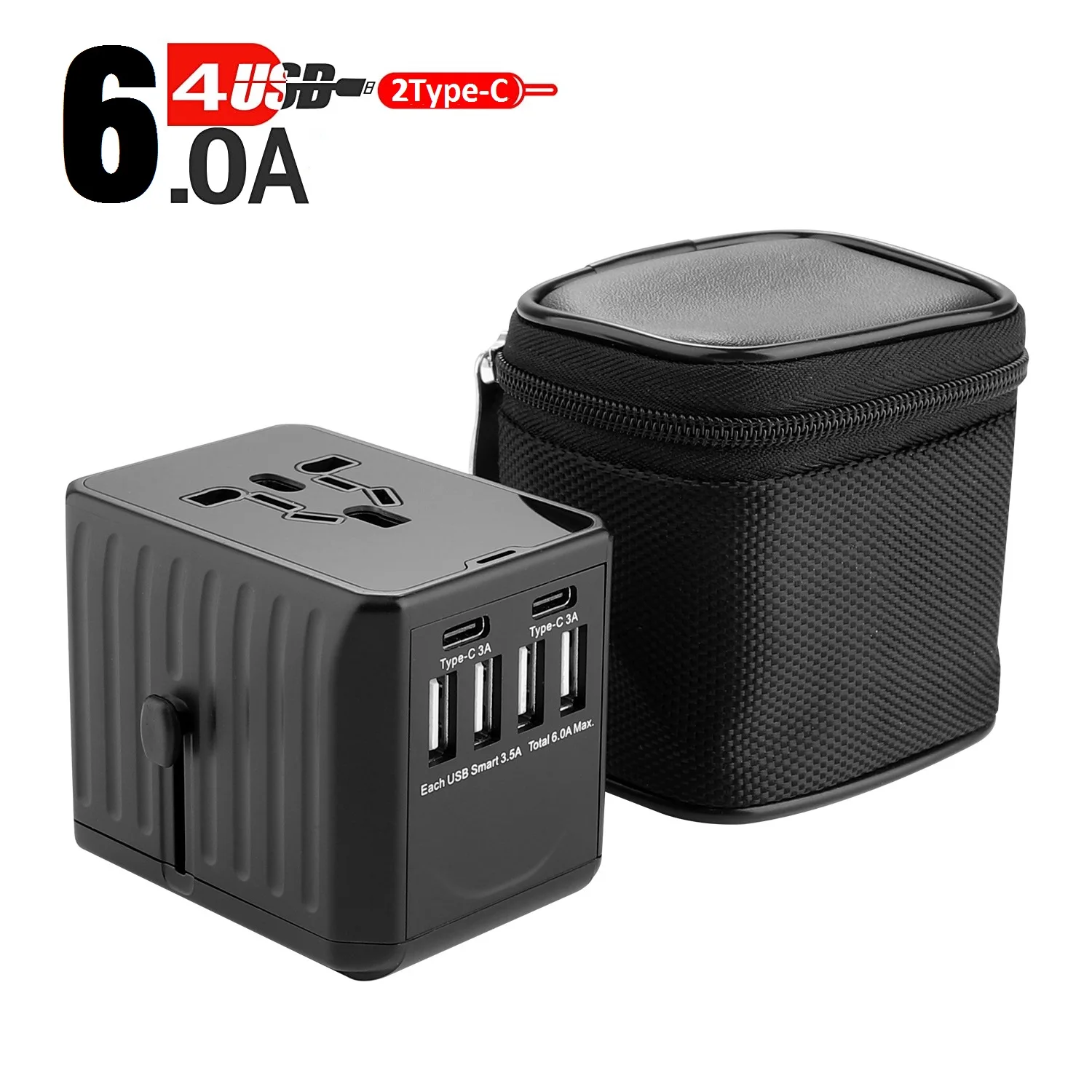 6USB 6A  power adapter Dual type C charge 2020 new idea AC DC plugs and sockets